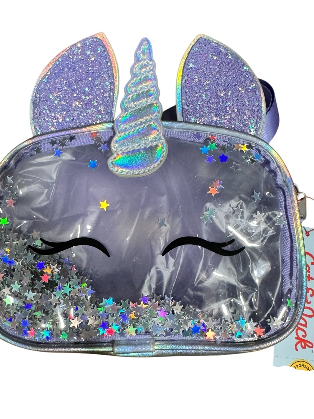 Cat & Jack Kids Fanny Pack 
Purple Unicorn Glitter Waist Bag Adjustable Strap